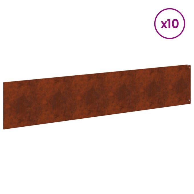 vidaXL - Gazonrand - 10 - st - 100 - x - 22 - cm - Staal - Roestkleurig