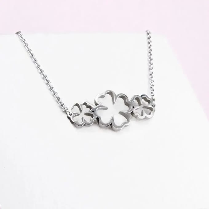 Ponytail & Co® Ketting met klavertjes vier - Dames - Staal - 38 + 6 cm
