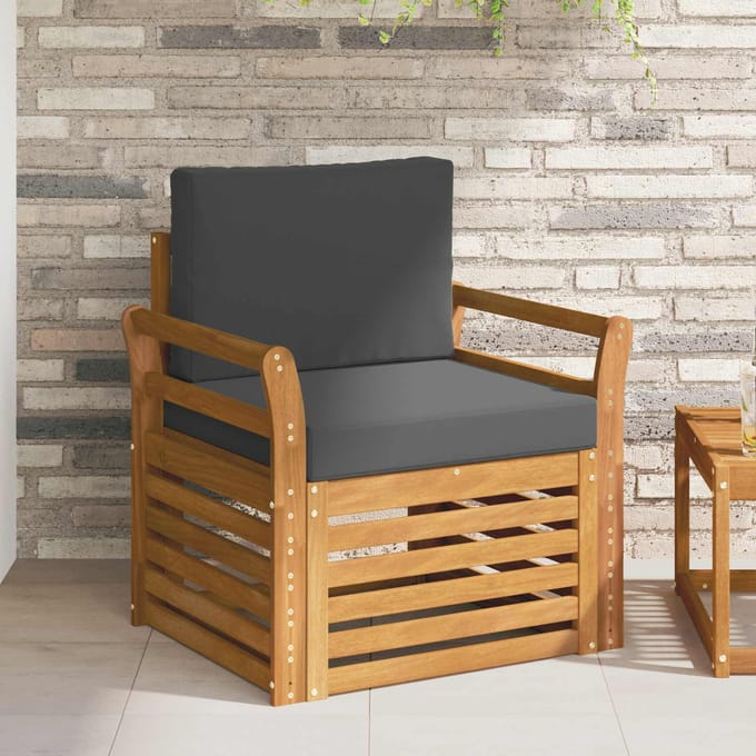 vidaXL - Buiten - bank - set - Massief - Acacia - Hout - en - Polyester