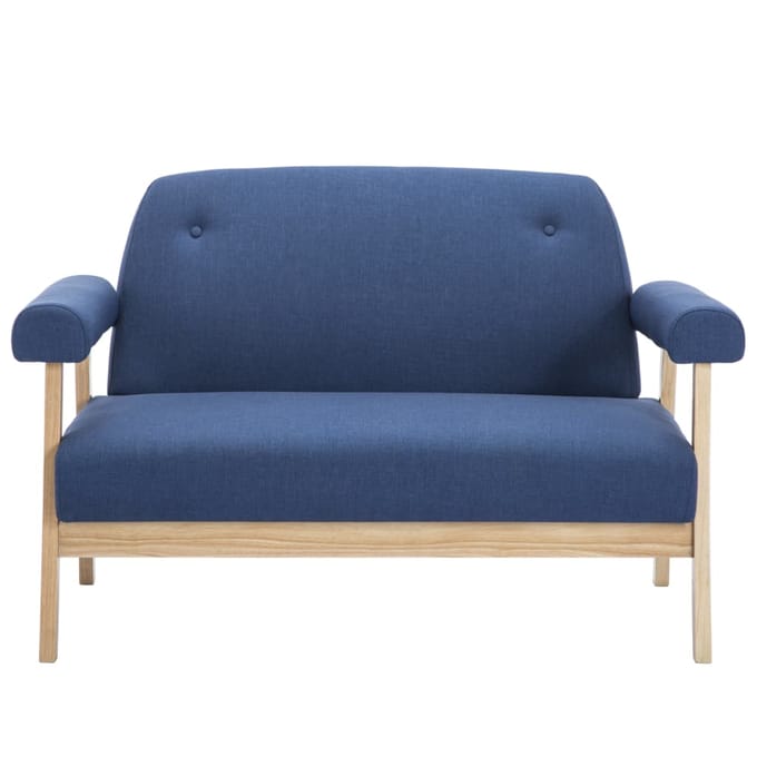 vidaXL Tweezitsbank stof blauw