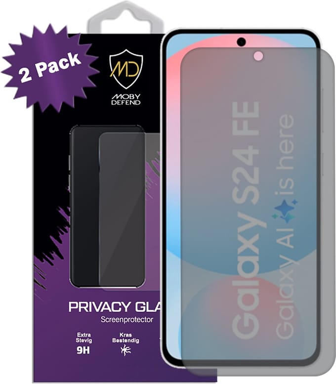 2-Pack MobyDefend Screenprotectors - Geschikt voor Samsung Galaxy S24 FE - Matte Privacy Glass Screensavers