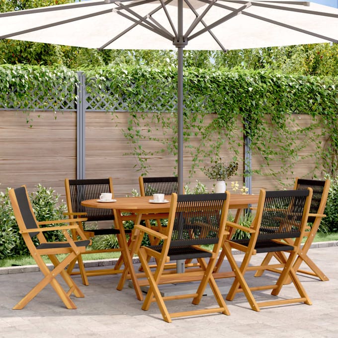 vidaXL - Klapstoelen - 6 - stuks - Zwart - Massief - Acaciahout