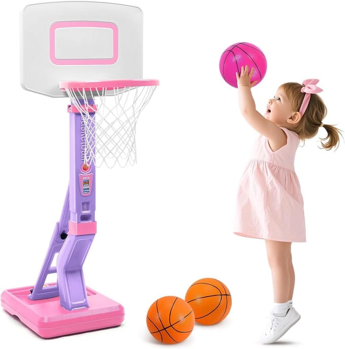 In hoogte Verstelbare Kinder Basketbalstandaard Binnen & Buiten - Inclusief 4 Mini Ballen & Pomp
