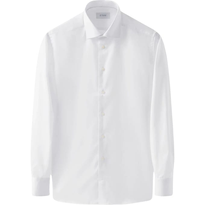 Eton Solid Signature Twill Shirt Lange Mouw Overhemden Wit 100012342