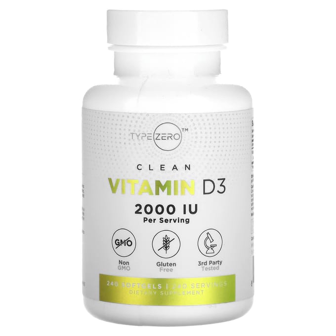 TypeZero, Clean, Vitamine D3, 2.000 IE, 240 softgels