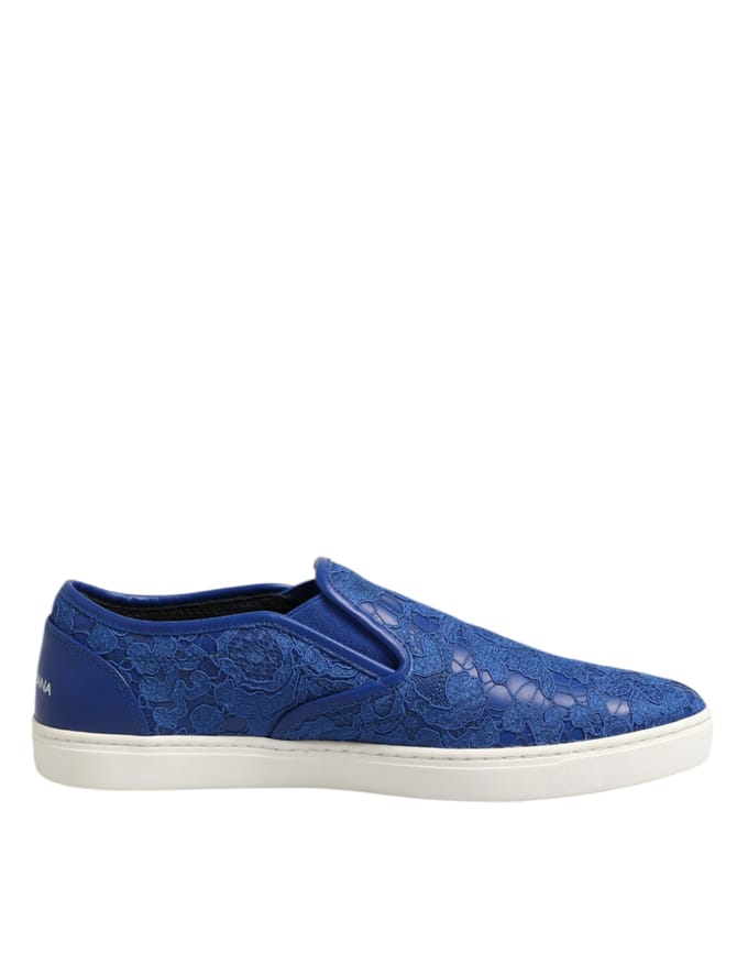 Dolce & Gabbana Blauwe Leren Sleehakken Sneakerschoenen