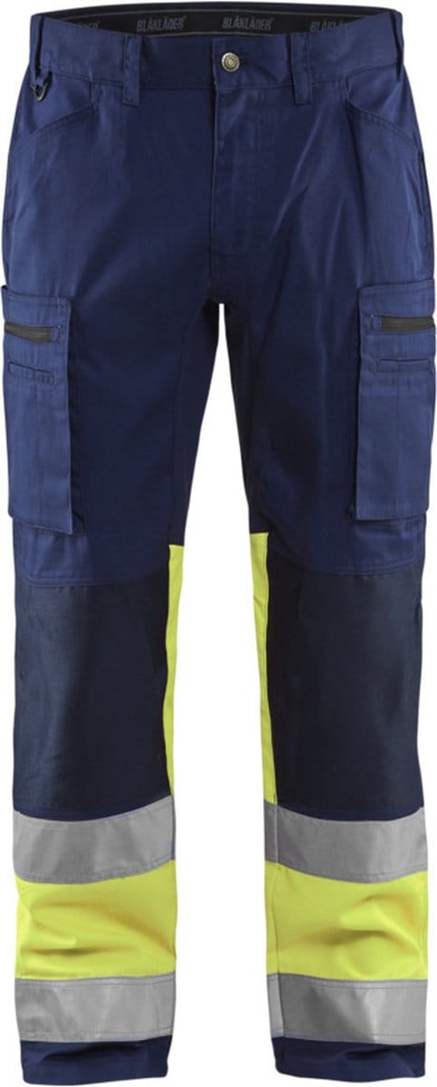 Blaklader Werkbroek met stretch High Vis 1551-1811 - Marine/High Vis Geel - D128