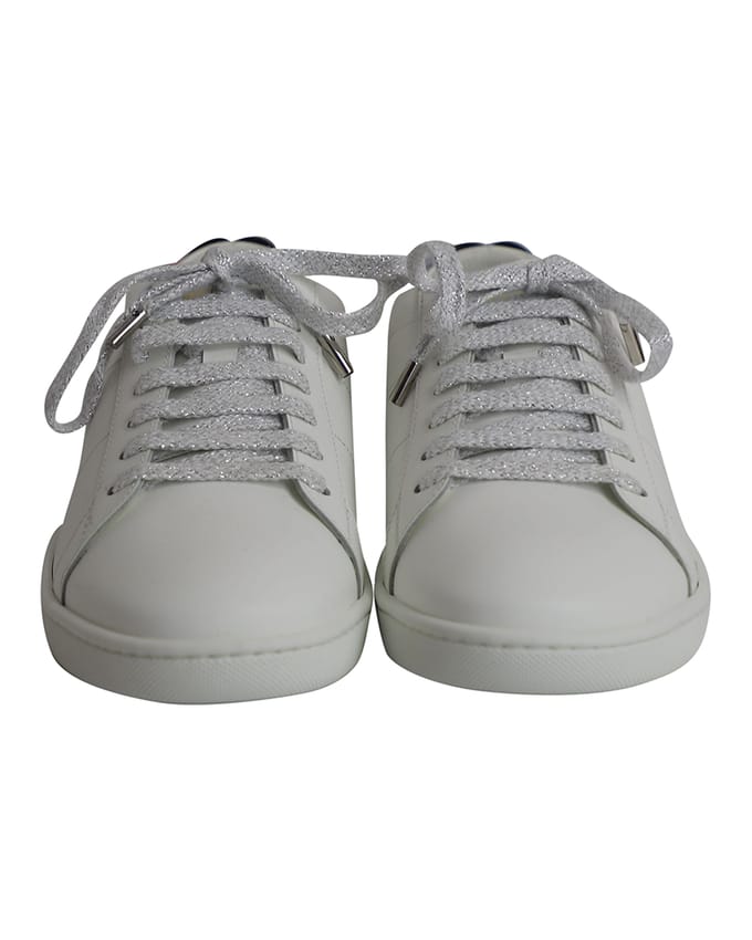 Saint Laurent Lips Classic Court Sneakers in Wit Leer