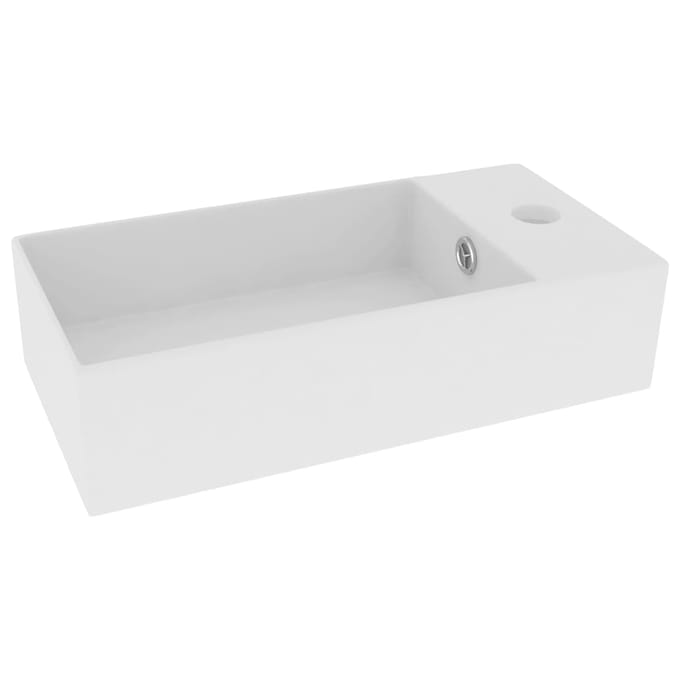 vidaXL - Wastafel - met - overloop - keramiek - matwit