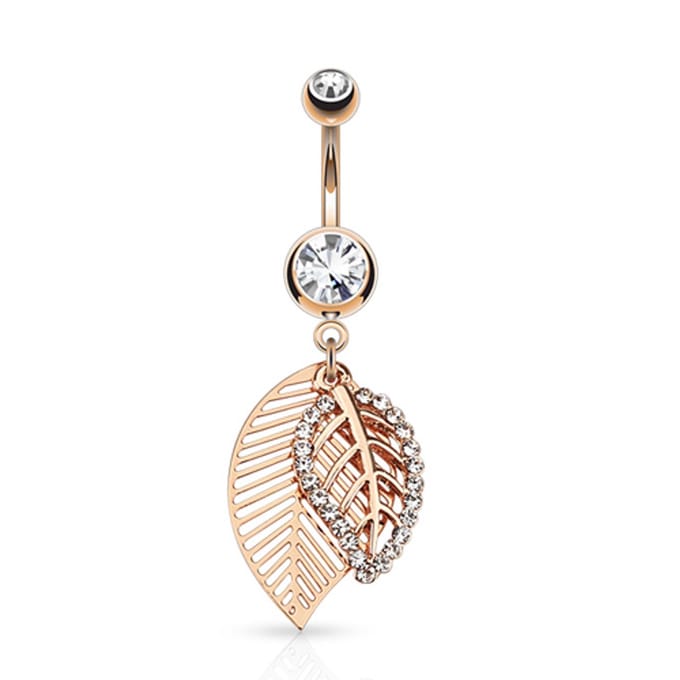 Navelpiercing dubbel blad - rose - LMPiercings