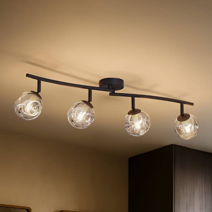Lindby - Plafondlampen - 4lichts - Glas, ijzer - H: 19 cm - G9 - grijs, zwart