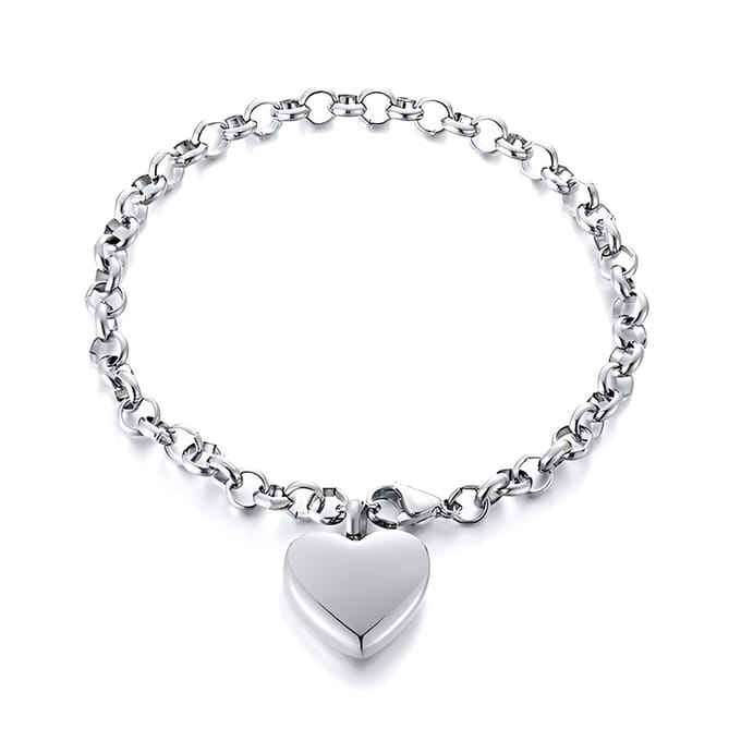 As Armband - Ashanger Armband Urn - Assieraad Zilver - Hart - Graveerbaar - Small