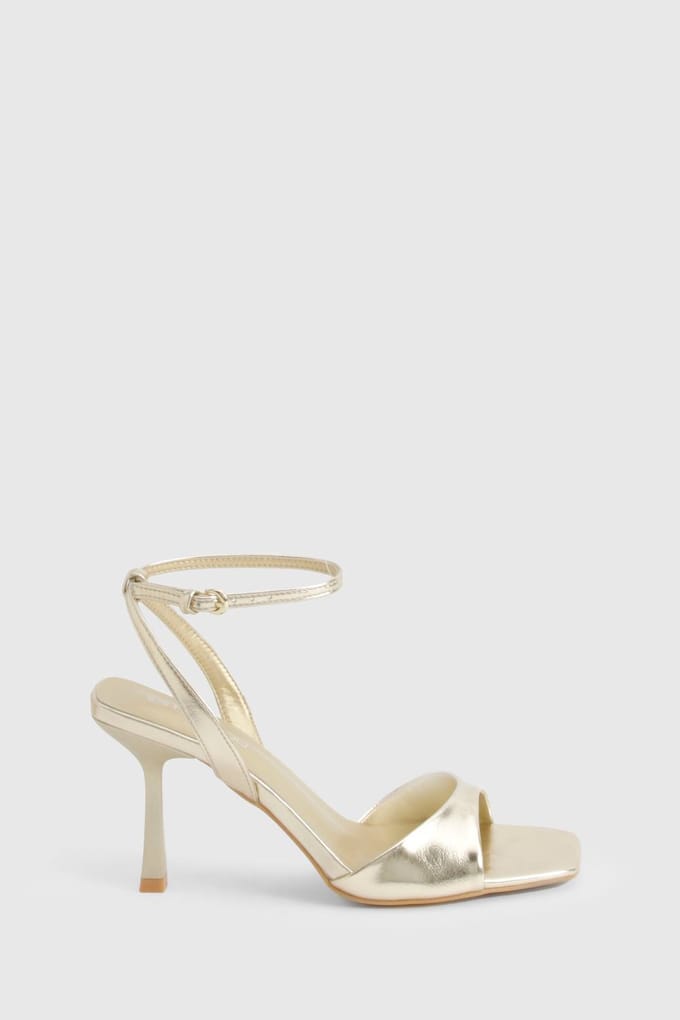 boohoo Dames Wide Fit 2-delige Stiletto Hakken | Goud | Maat: 37