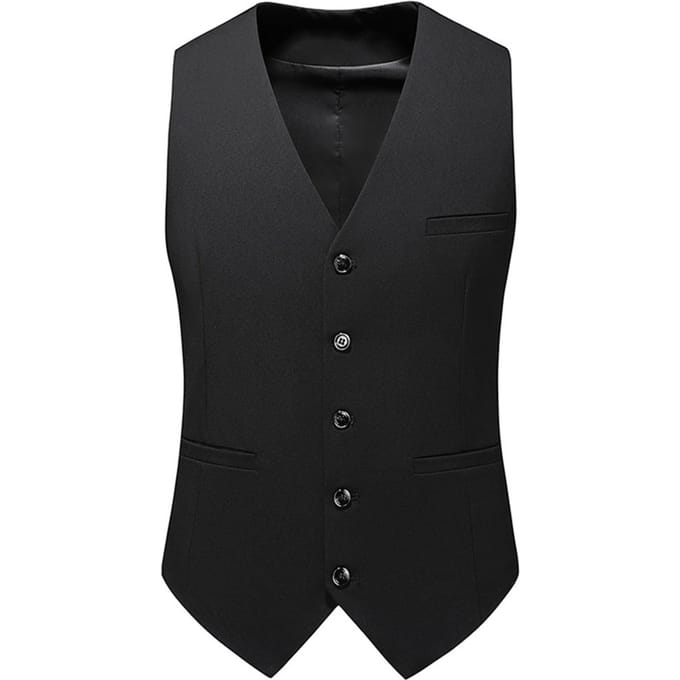 Slim Fit Effen Kleur Mode Vest Zwart