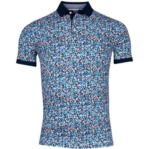 Baileys Polo Piqué Allover Pattern Small Fantasy Rocks Pattern Delft Blue / male