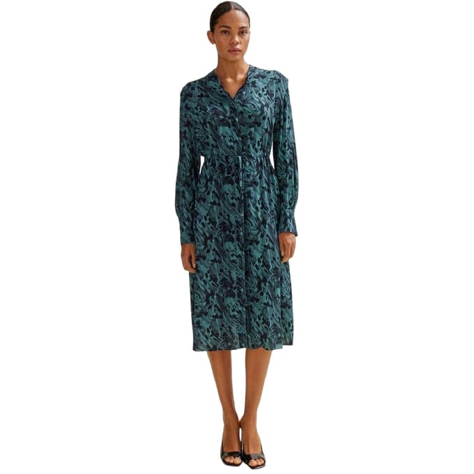 Boss Dames Dalati Abstract Kraag Midi Shirtjurk (Groen)