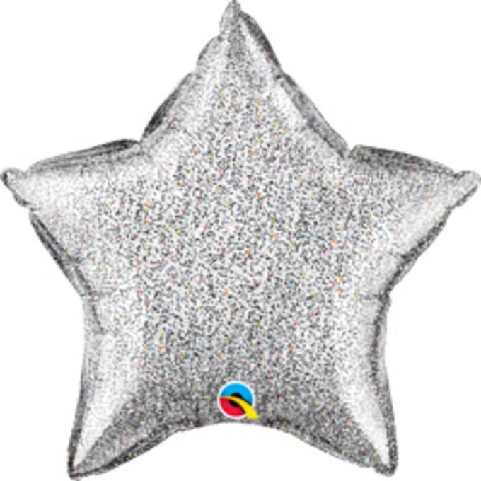 Stervormige Folieballon Zilver Glittergraphic - 50cm