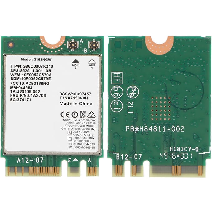 Carte réseau Wifi double bande sans fil AC Internet 3168NGW avec Bluetooth 4.2