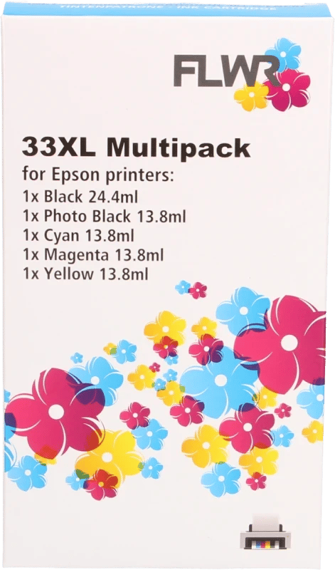 FLWR - Inktcartridge / 33XL / 5-pack Zwart & Kleur - Geschikt voor Epson