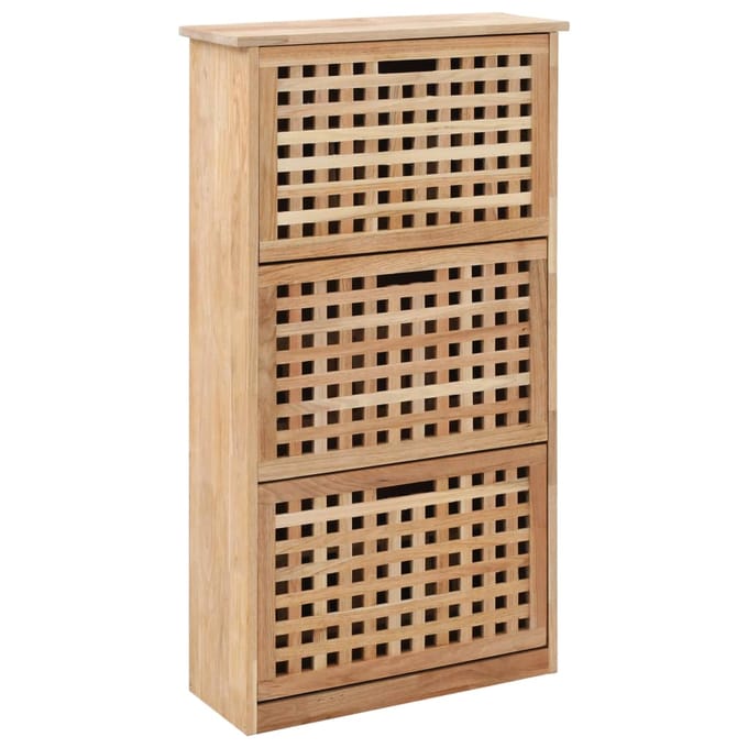 vidaXL - Schoenenkast - 55x20x104 - cm - massief - walnotenhout