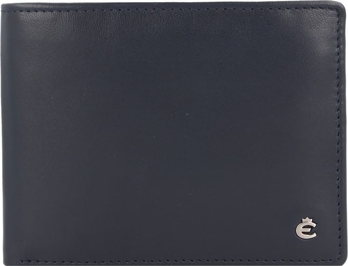 Esquire Leren Portemonnee Harry RFID Wallet Quer with Flap Blue Donkerblauw