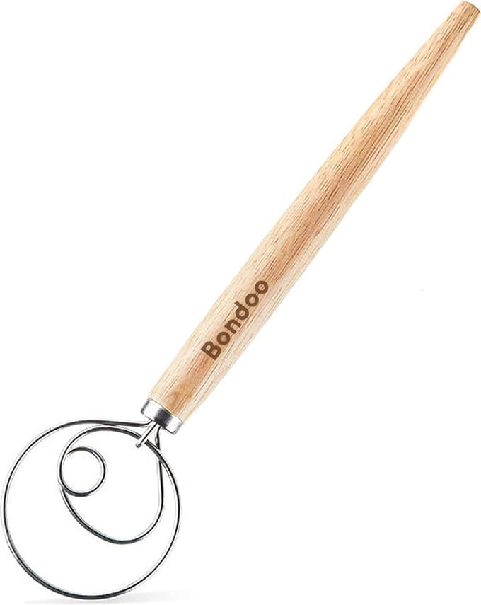 Bondoo - Deense Deegklopper - Enkele ring - Danish whisk - Deeg garde - Spiraalgarde 33 cm - Hout