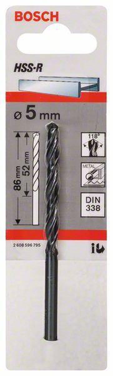 Bosch - Metaalboren HSS-R, DIN 338 5 x 52 x 86 mm