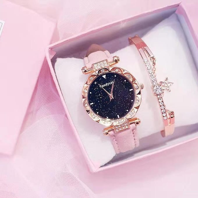 Damesmodetrend casual sfeer quartz horloge roze