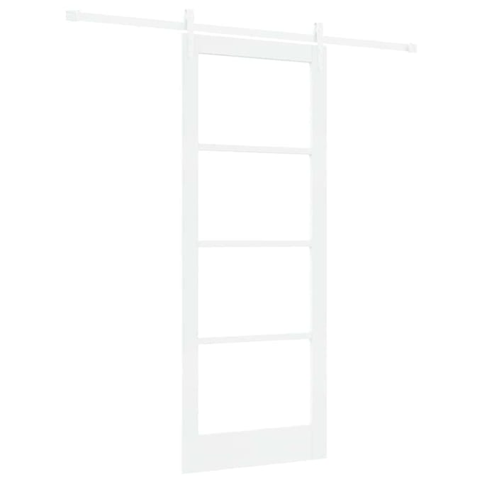 vidaXL - Schuifdeur - 83 - x - 211 - cm - Massief - grenenhout - en - glas - Wit