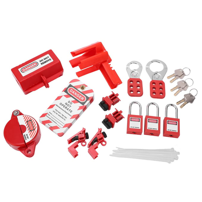 Elektrische Lockout Tagout Kit Stroomonderbreker Lock-outs Set Stroomonderbreker Lock-outs Apparaat met Opbergruimte red