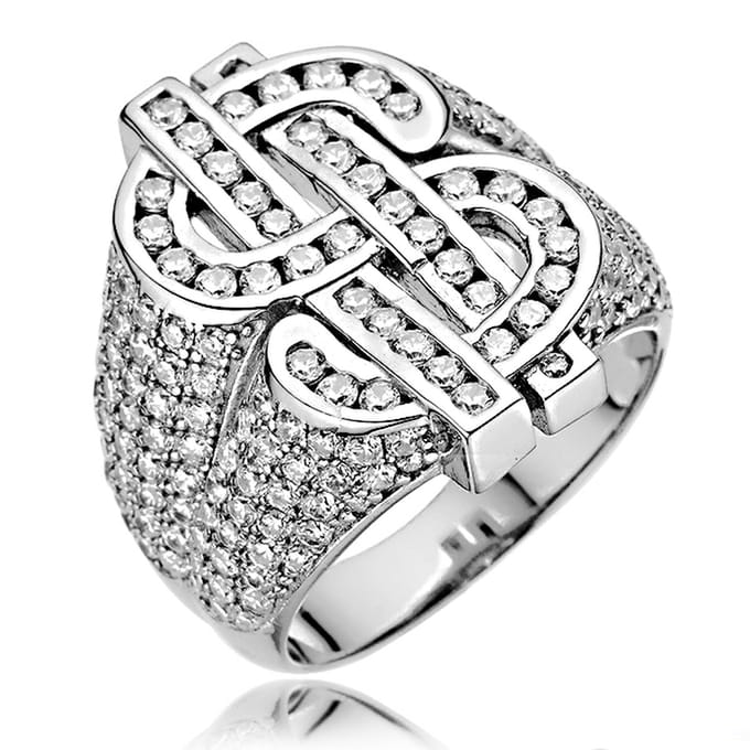 Juwelier Zwartevalk ZILVEREN (GERHODINEERD) DOLLAR RING 21.287/19¾--