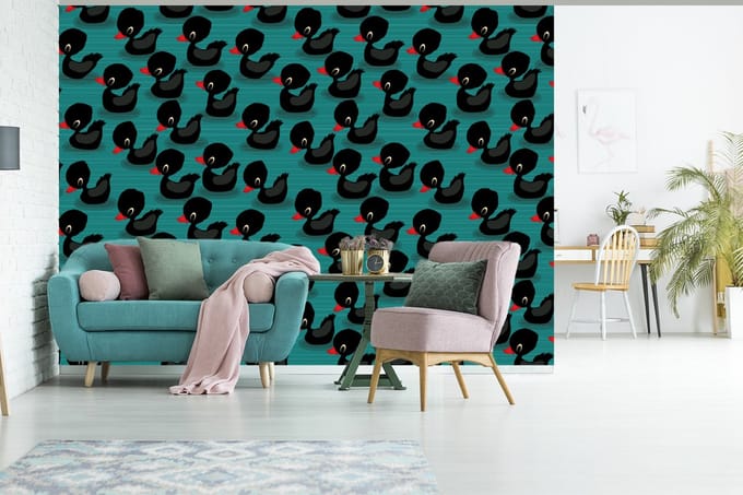 Behang - Fotobehang Eend - Baby - Patronen - Breedte 385 cm x hoogte 280 cm