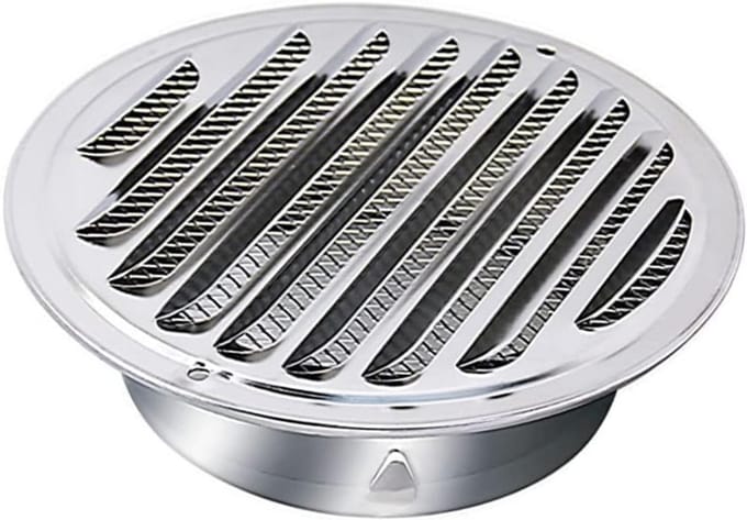 Rond Ventilatiescherm 100mm RVS met Insectennet en Windkap