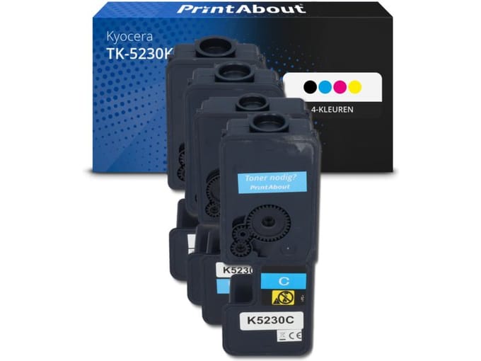 PrintAbout huismerk Toner TK-5230K 4-kleuren Multipack Geschikt voor Kyocera