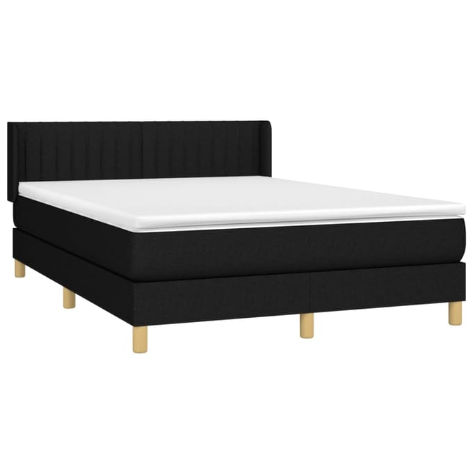 vidaXL - Boxspring - met - matras - stof - zwart - 140x200 - cm