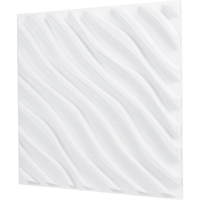 Panneaux Muraux 3D Pack de 12 19,7x19,7'' PVC Couverture 32 Pieds Carrés Vague Blanc Mat