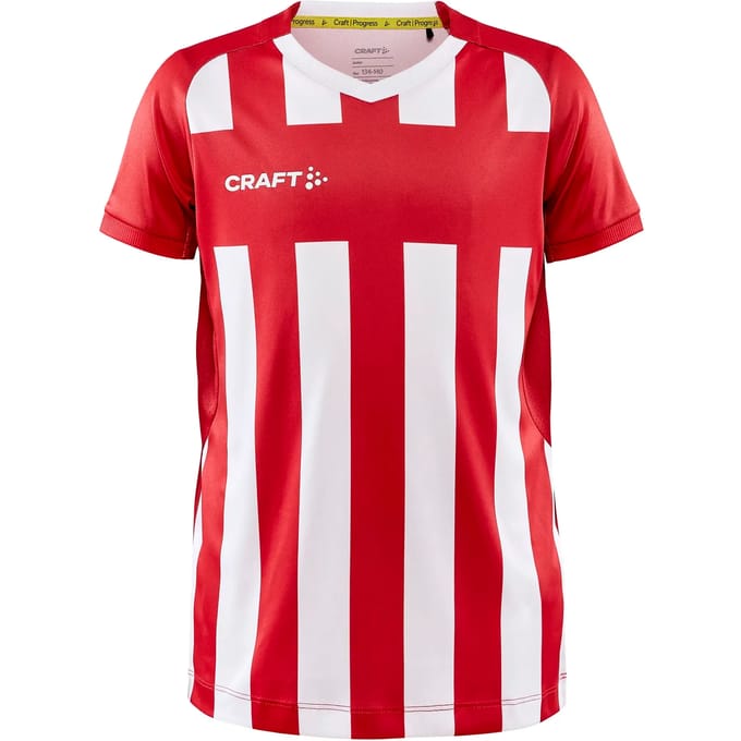Craft Progress 2.0 Stripe Shirt Korte Mouw Kinderen - Rood / Wit | Maat: 158/164