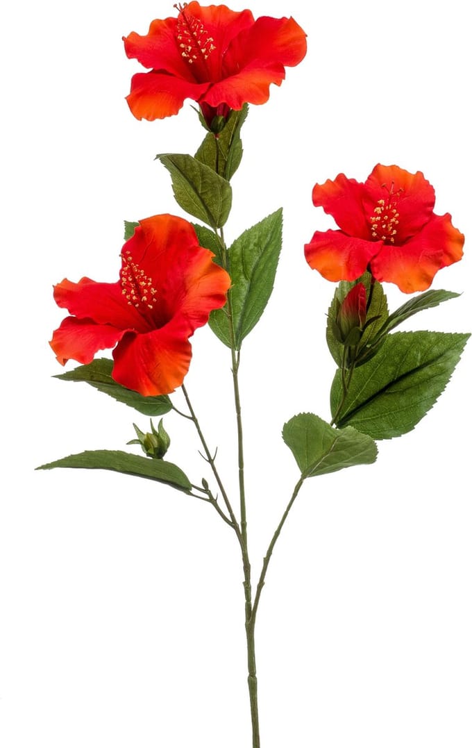Emerald - Kunstbloem Hibiscus 82cm rood - Kunstplant voor binnen