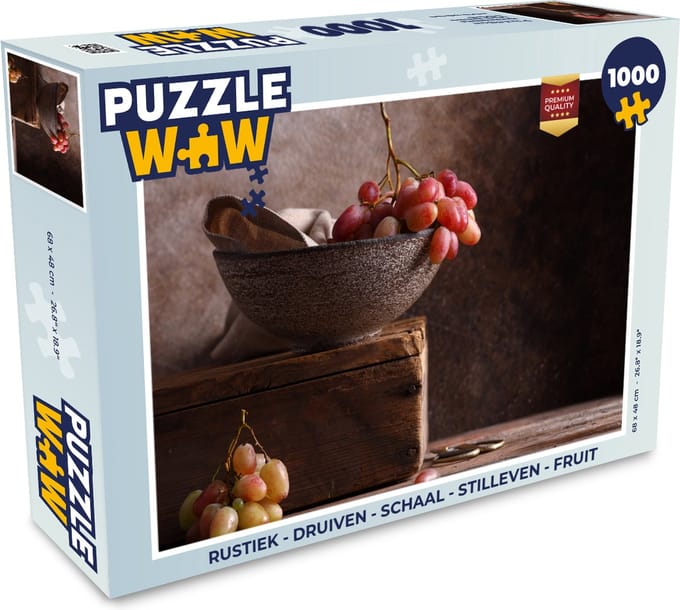 Puzzel Rustiek - Druiven - Schaal - Stilleven - Fruit - Legpuzzel - Puzzel 1000 stukjes volwassenen