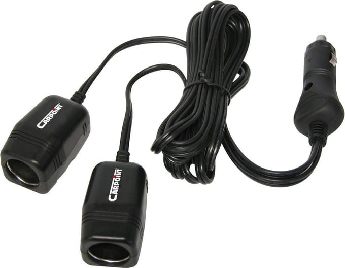 Carpoint 2-Weg Aanstekerdoos – 12V 10A – 2 Meter Kabel – CE Keur – Dubbele Aansluiting – Voor Auto Accessoires