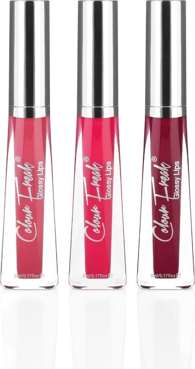 Colour Freak Cosmetics Glossy Lips Set – 3x Non-Sticky Lipgloss met SPF & Hydratatie - Zomerproef