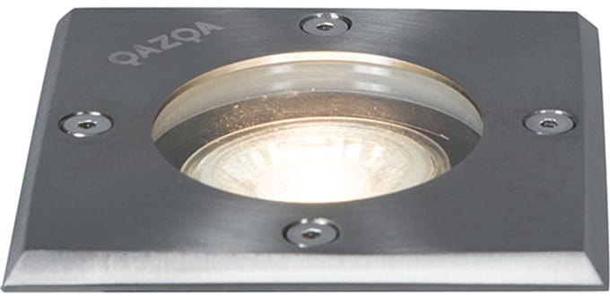 QAZQA basic - Moderne Grondspot - 1 lichts - L 105 mm - Staal - Buitenverlichting