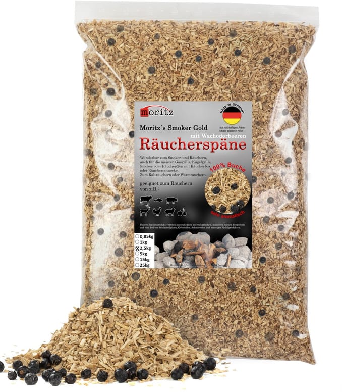 Rookspaanders beukenhout met jeneverbes fijn 0,75-2 mm 2,5 kg