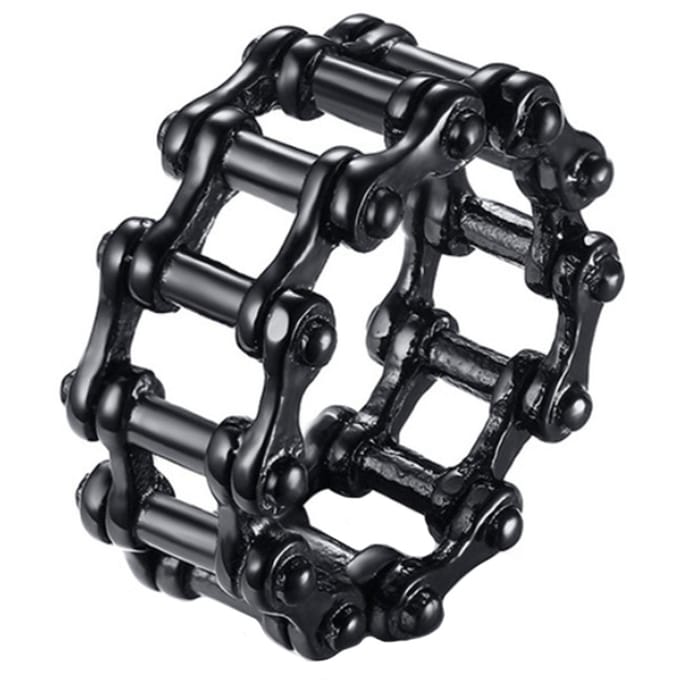 Edelstaal heren ring Bike Chain black-21.5mm