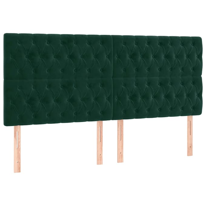 vidaXL - Hoofdbord - LED - 200x7x118/128 - cm - fluweel - donkergroen