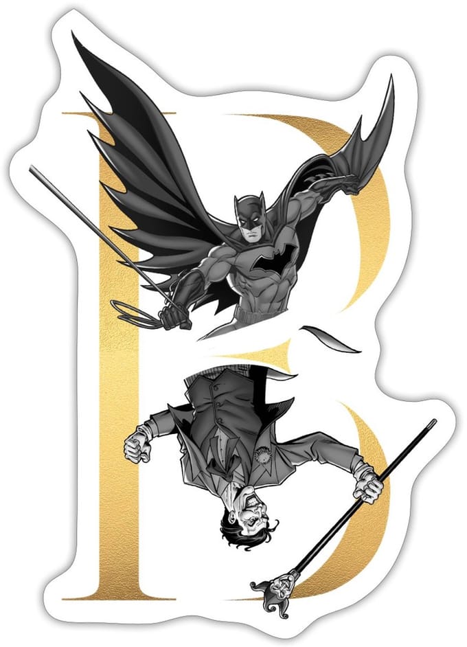 Batman 80 Jaar Joker Sticker maat S (10 x 10 cm)