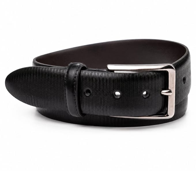 Riem Structured Leather zwart Italiaans herenriem leder