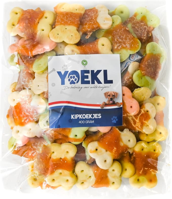 YOEKL Kipkoekjes - 400 Gram - Hondensnacks - Hondensnoepjes - Hondensnacks Gedroogd