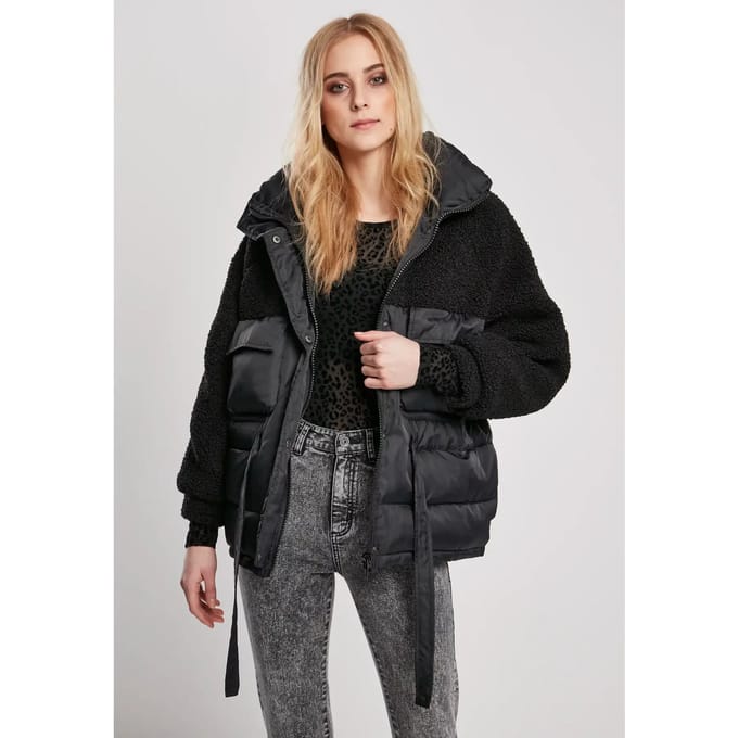 Damesjas Urban Classics sherpa mix puffer (grandes tailles)