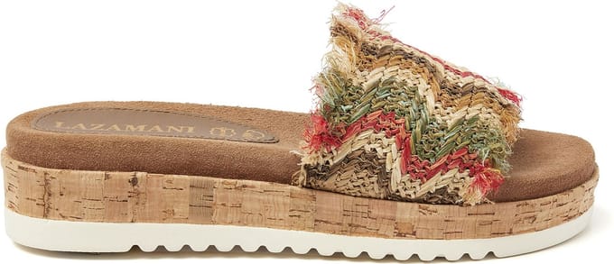 Lazamani - Violet Raffia Dames Slippers Taupe - Maat 40